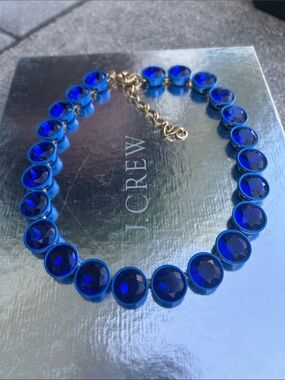 J. Crew Cobalt Blue Jumbo Brûlée Crystal Collar Necklace